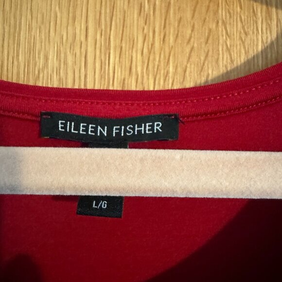 EILEEN FISHER RED SZ L SHORT SLEEVE TUNIC EUC - Picture 4 of 5